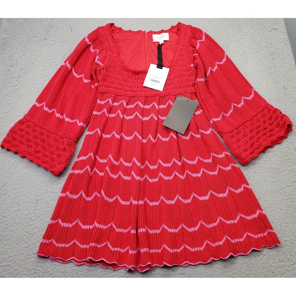 Pomander Place Knitted Dress Womens XXS Multicolor Chevron Scoop Neck Back Zip